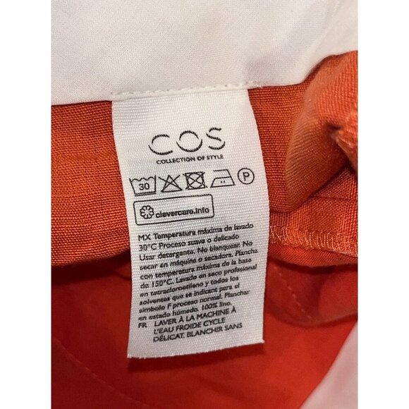 COS Shorts Womens Size 6 Coral Orange High Wasit 100% Linen cropped Pants - Picture 9 of 10